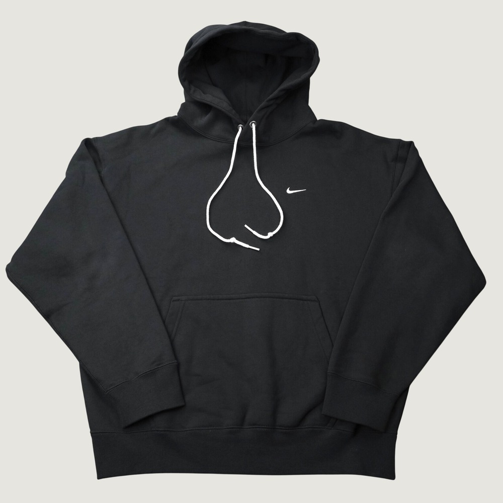 Nike Hoodie Pullover Mini Swoosh Medium Black Embroidered Streetwear Thick